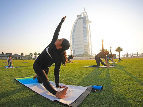 Image: participants at yoga class- Dubai Fitness Challenge 2021